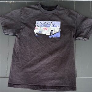 Black Short Sleeve Tee with Graphic Print